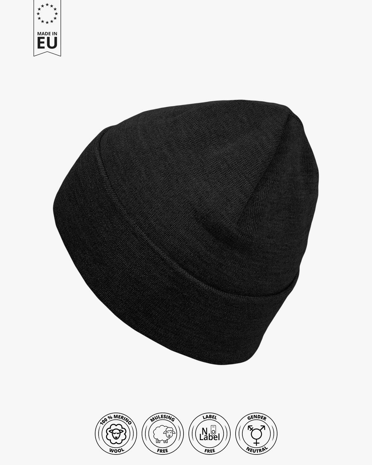 Classic Beanie Nera - Merino Wool