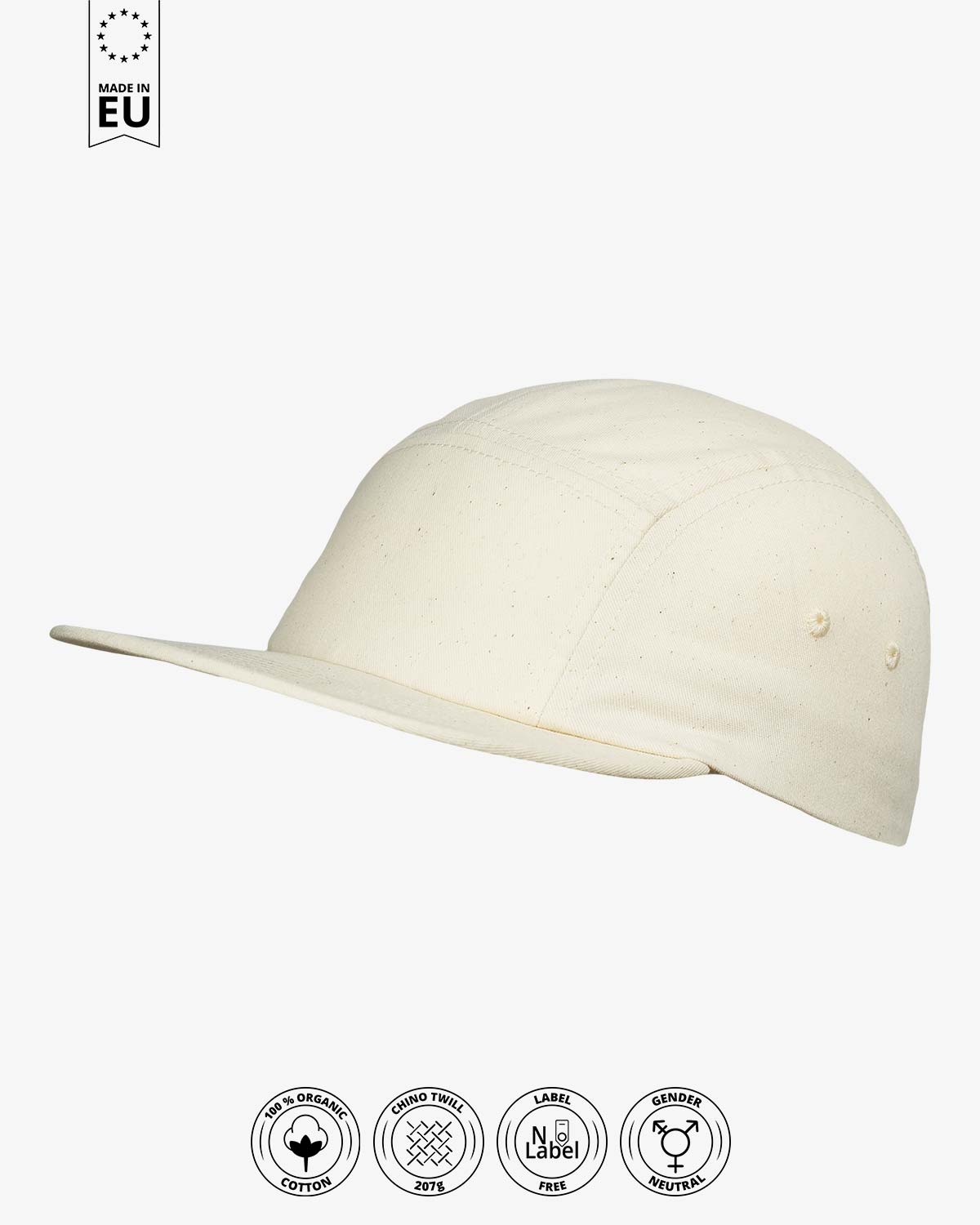 5 Panel Camper Cap Kuma - Light Chino Twill 207g (Organic)